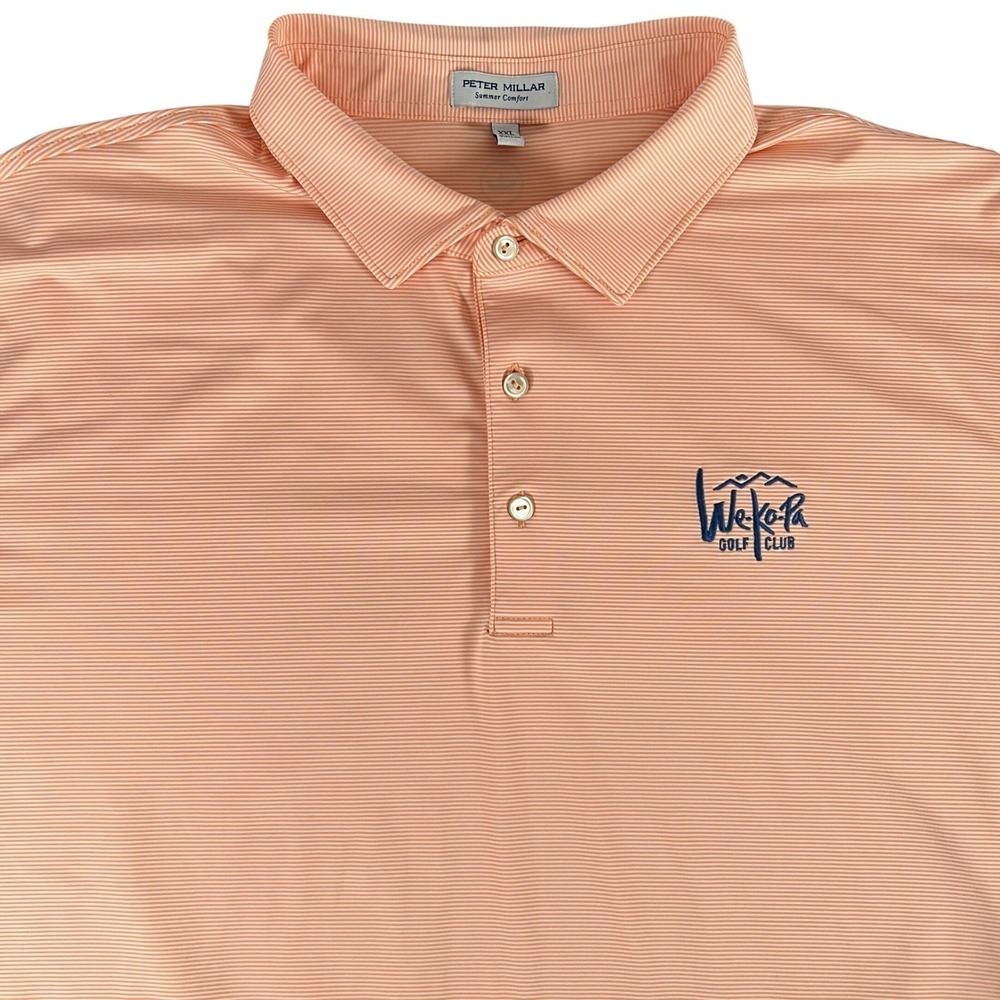Peter Millar Polo Shirt Men XXL Orange Stripe We-Ko-Pa Golf Club Summer Comfort